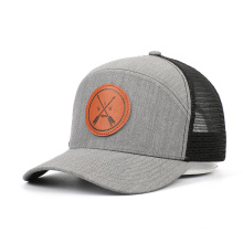 Leather badge trucker cap